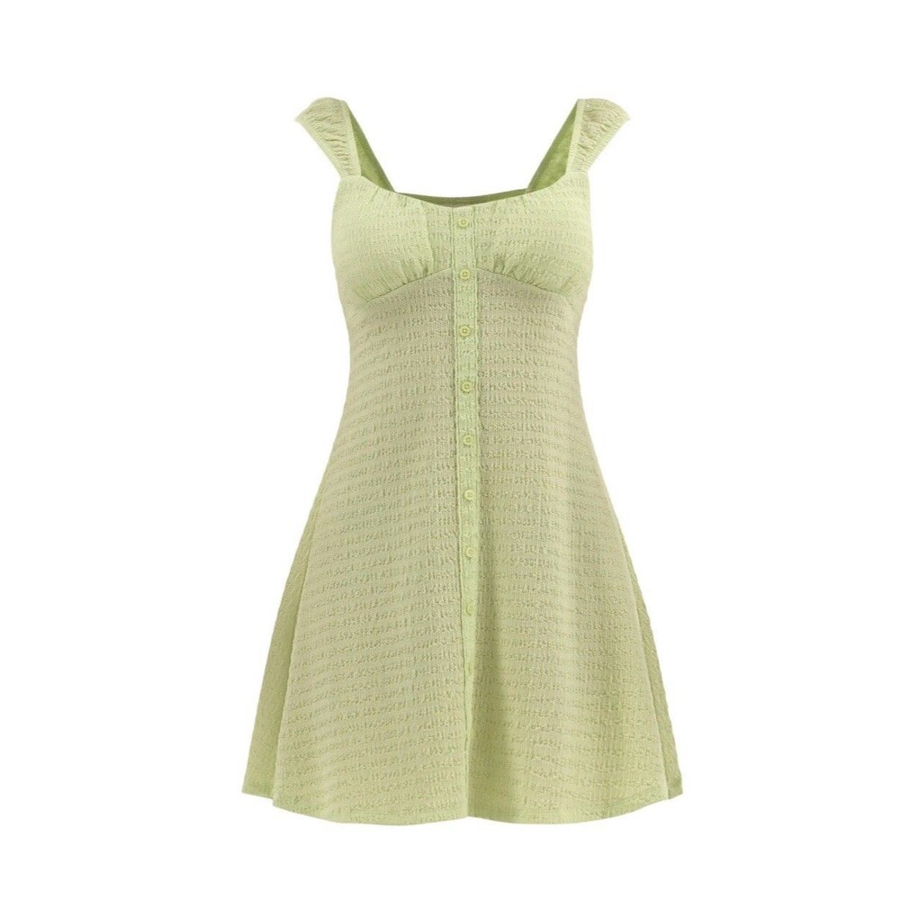No Boundaries Juniors False Button Front Green Dress Size L(12-14) New - Picture 4 of 14
